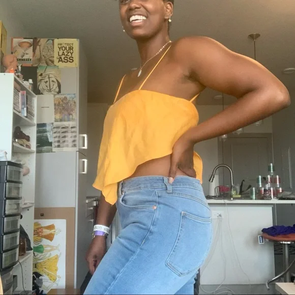 ❌SOLD❌Zara Orange Handkerchief Top Size Small - Picture 4 of 16